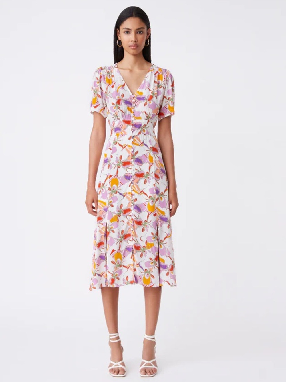 Suncoo Paris Caitlin Floral Print Midi Dress